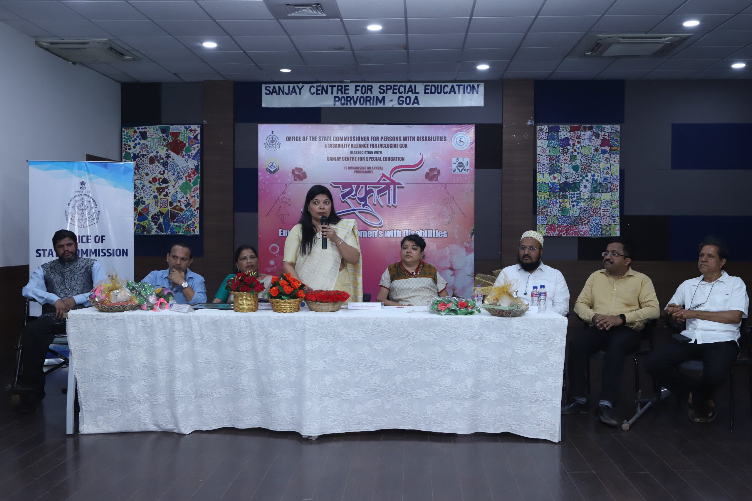 Smt. Sulakshana Sawant, President, Padmini Foundation while addressing the audience as chief guest during the Women's Day programme.